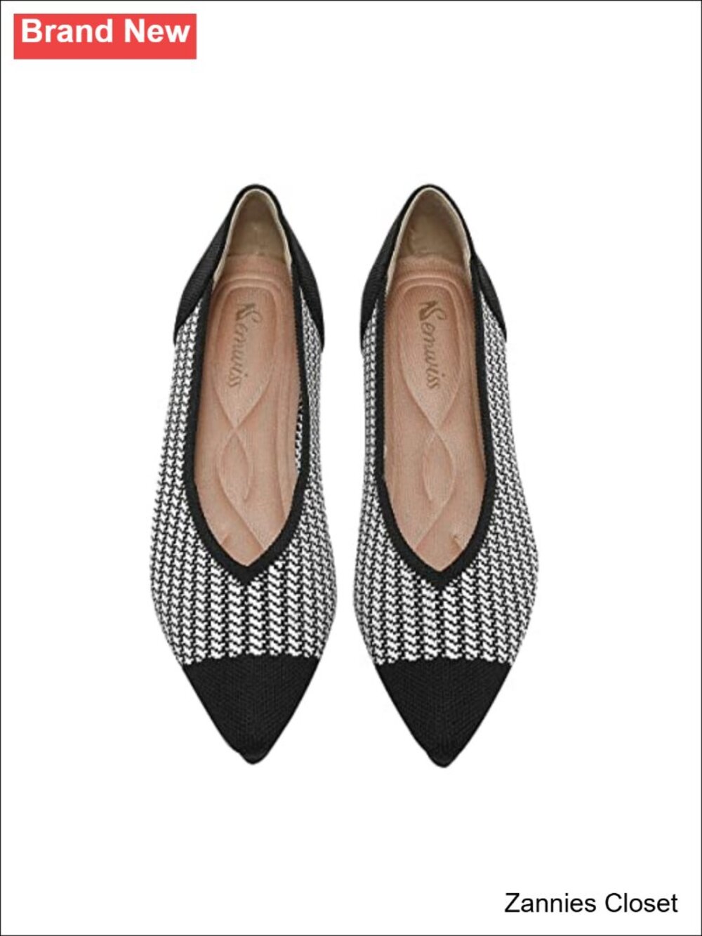 ✨ Pointed Toe Ballet Flats Knit Memory Foam Work Office Teacher Shoes